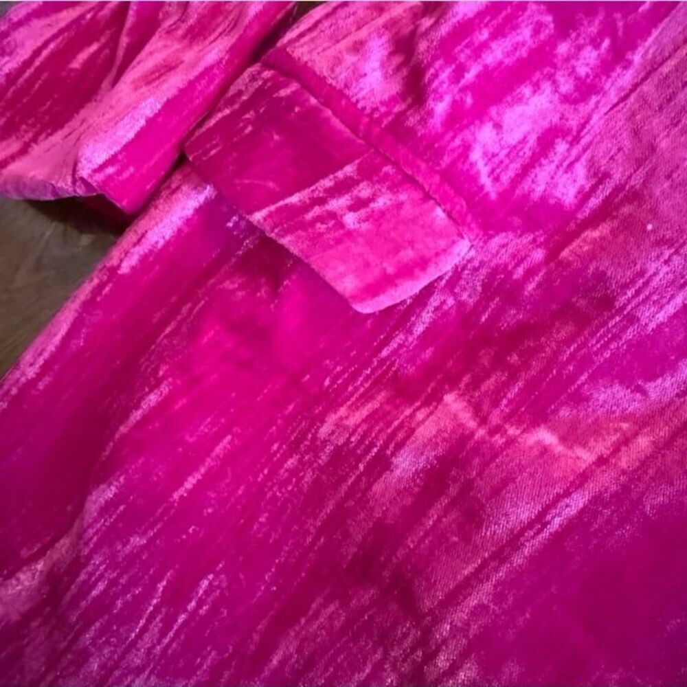 Nasty Gal Hot Pink Crushed Velvet Blazer Size 10 | Statement Party Jacket - Picture 5 of 10